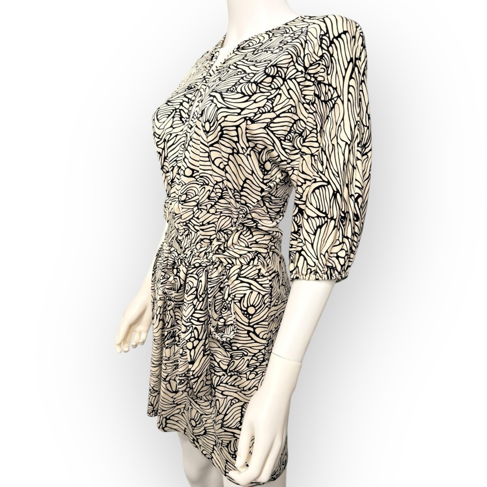 MARA HOFFMAN $340 Retail White/Black Silk Wrap Dress, Size Medium - Picture 3 of 16